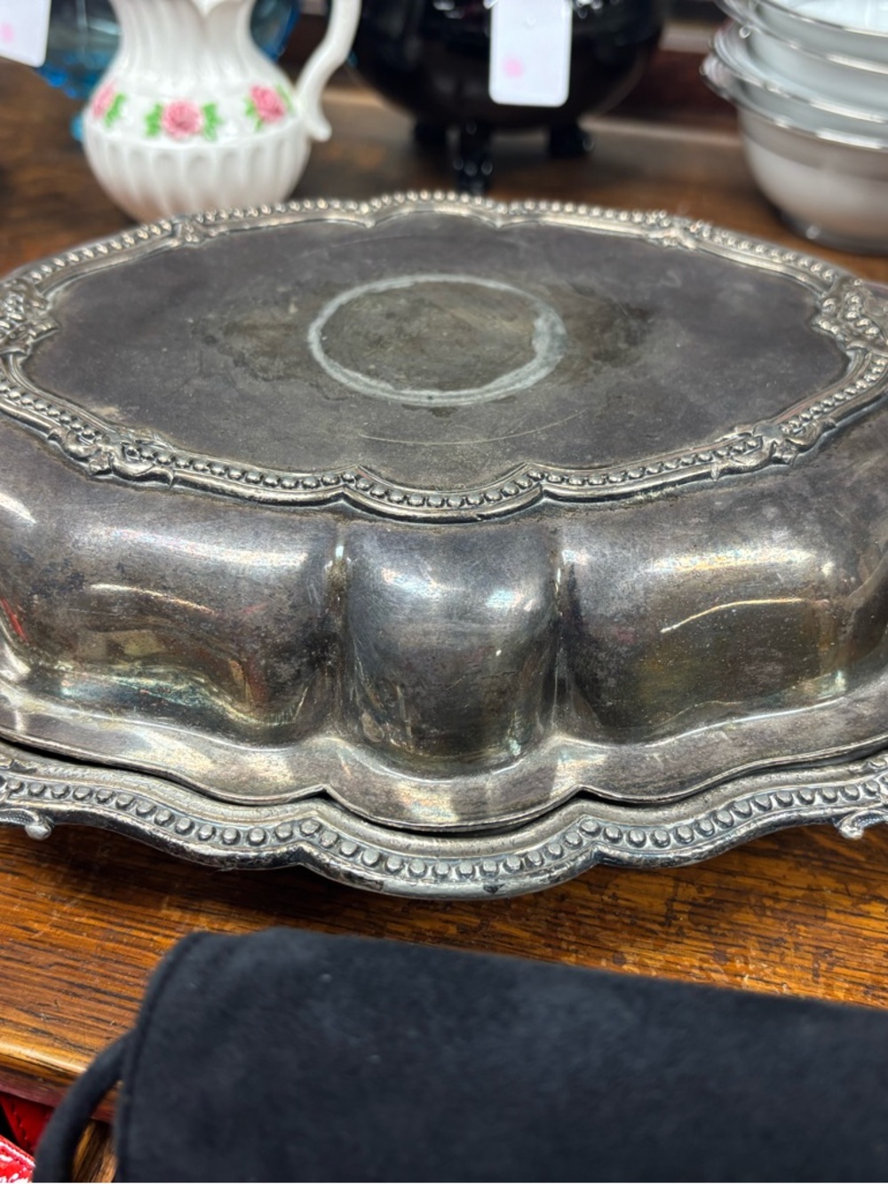 Ornate Silver Plated Serving Dish - Scalloped Edge